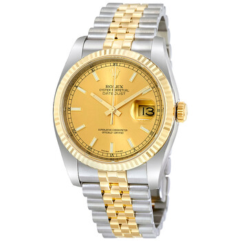 Oyster Perpetual Datejust 36 Champagne Dial Stainless Steel and 18K Yellow Gold Jubilee Bracelet Automatic Watch 116233CSJ