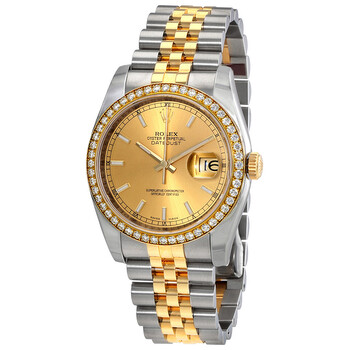 Oyster Perpetual Datejust 36 Champagne Dial Stainless Steel and 18K Yellow Gold Jubilee Bracelet Automatic Watch 116243CSJ