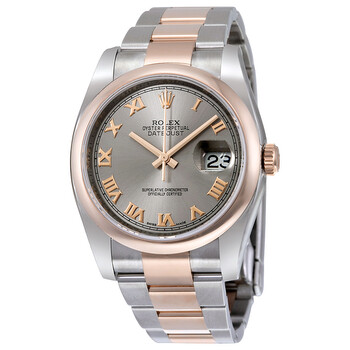 Oyster Perpetual Datejust 36 Grey Dial Stainless Steel and 18K Everose Gold Bracelet Automatic Watch 116201GYRO