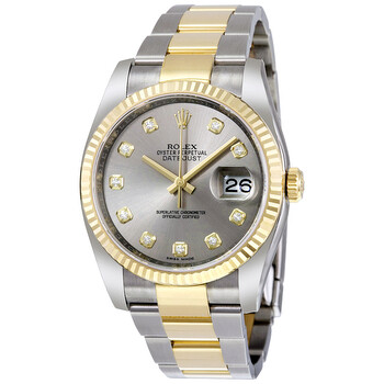 Oyster Perpetual Datejust 36 Grey Dial Stainless Steel and 18K Yellow Gold Bracelet Automatic Watch 116233GYDO