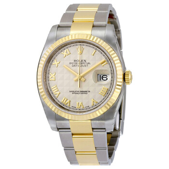 Oyster Perpetual Datejust 36 Ivory Pyramid Dial Stainless Steel and 18K Yellow Gold Bracelet Automatic Watch 116233IPRO