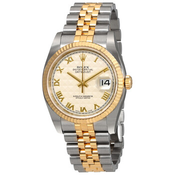 Oyster Perpetual Datejust 36 Ivory Pyramid Dial Stainless Steel and 18K Yellow Gold Jubilee Bracelet Automatic Watch 116233IPRJ