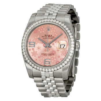 Oyster Perpetual Datejust 36 Pink Floral Dial Stainless Steel Jubilee Bracelet Automatic Watch 116244PFAJ