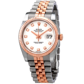 Oyster Perpetual Datejust 36 White Dial Stainless Steel and 18K Everose Gold Jubilee Bracelet Automatic Watch 116231WDJ