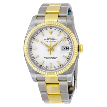 Oyster Perpetual Datejust 36 White Dial Stainless Steel and 18K Yellow Gold Bracelet Automatic Watch 116233WSO
