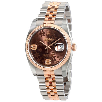 Oyster Perpetual Datejust Chocolate Floral Motif Dial Automatic Stainless Steel and 18kt Everose Gold Watch 116231CHFDAJ