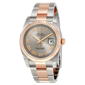 Oyster Perpetual Datejust Rhodium Dial Automatic Stainless Steel and 18 Carat Everose Gold Watch 116231RRO