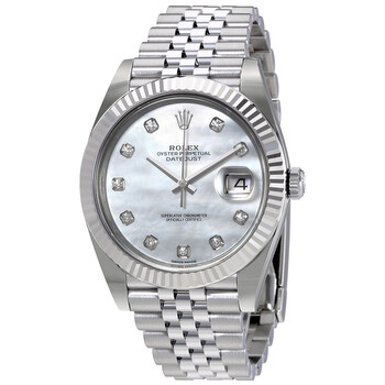 Oyster Perpetual Datejust White Mother Of Pearl Diamond Dial Watch 126334MDJ