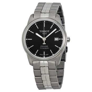 PR100 Black Dial Titanium Watch T0494104405100