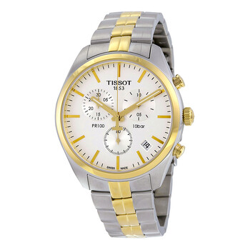 PR100 Chronograph White Dial Twotone Watch T1014172203100