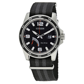 PRT Black Dial Striped Nylon Watch AW703006E