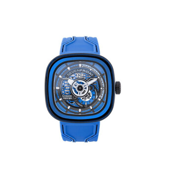 PSColored Carbon Automatic DayNight Blue Dial Watch PS304
