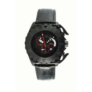 Paddle Black Dial Black Leather Watch Q307