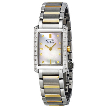 Palidoro EcoDrive Diamond Mother of Pearl Dial TwoTone Stainless Steel Watch EX113459D