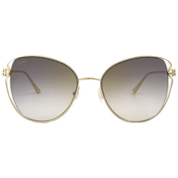 Panthere De Cartier Gold Flash Grey Butterfly Sunglasses CT0236S 001