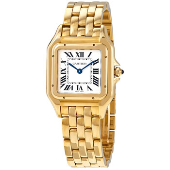 Panthere de Cartier Medium Silver Dial 18kt Yellow Gold Watch WGPN0009