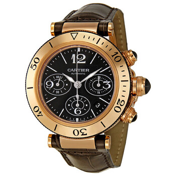 Pasha Black Dial 18kt Rose Gold Chronograph Watch W3030018