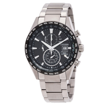 Perpetual Alarm World Time Chronograph Black Dial Watch AT815482E