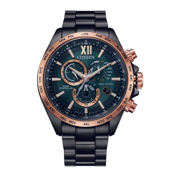 Perpetual Alarm World Time Chronograph GMT EcoDrive Green Dial Watch CB595689X