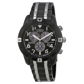 Perpetual Calendar EcoDrive Chronograph Black IP Stainless Steel Watch BL547855E