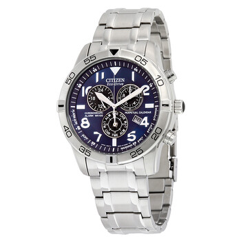 Perpetual Calendar EcoDrive Chronograph Blue Dial Watch BL547057L