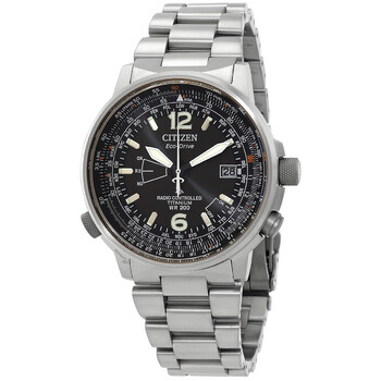 Perpetual World Time GMT EcoDrive Black Dial Watch CB023081E