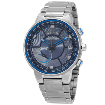 Perpetual World Time Satellite Wave EcoDrive Blue Dial Watch CC303053L