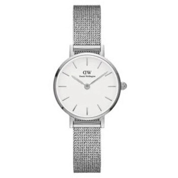 Petite Pressed Sterling Quartz White Dial Watch DW00100442