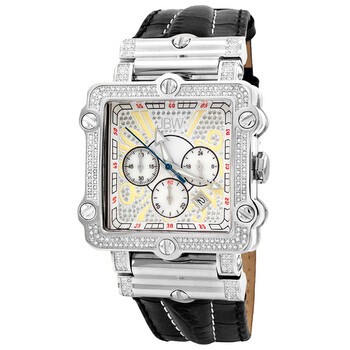 Phantom Silvertone Chronograph Crystal Dial Silvertone Steel Diamond Watch JB6215238B