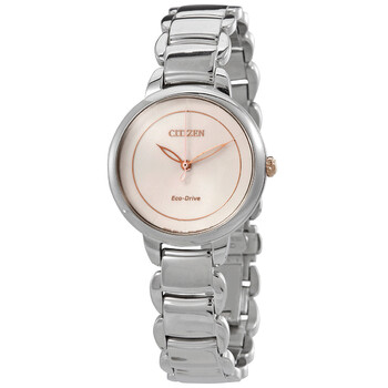 Pink Dial EcoDrive Silvertone Watch EM067685X