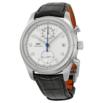 Portuguese Classic Automatic Chronograph Silver Dial Black Leather Strap Watch IW390403
