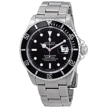 PreOwned Rolex Submariner Black Dial Stainless Steel Aluminum Bezel Rolex Oyster Automatic Watch