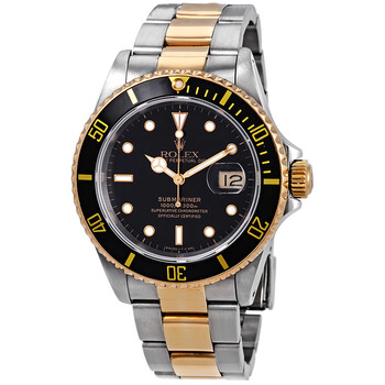PreOwned Rolex Submariner Black Dial TwoTone Watch 16613BKSO
