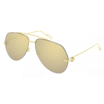 Premiere de Cartier Precious Gold Mirror Pilot Sunglasses CT0170S 003