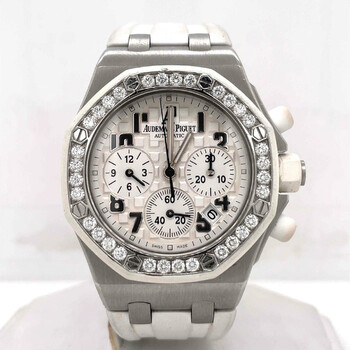 Preowned Audemars Piguet Royal Oak Offshore Chronograph Diamond Silver Dial Watch 26048SK.ZZ.D010CA.01