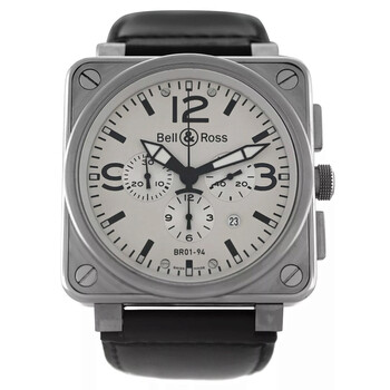 Preowned Bell  Ross Aviation Type Chronograph Automatic Silver Dial Watch BR0194S