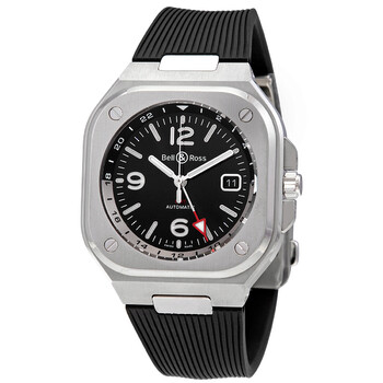 Preowned Bell and Ross BR 05 GMT Automatic Black Dial Watch BR05GBLSTSRB