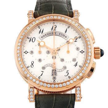 Preowned Breguet Marine Chronograph Chronograph Diamond White Dial Watch 8828BR5D586DD00