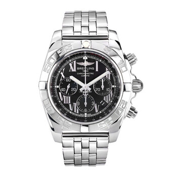 Preowned Breitling Chronomat Chronograph Automatic Chronometer Black Dial Watch AB0110