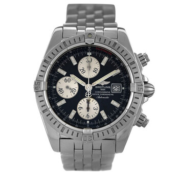 Preowned Breitling Chronomat Evolution Chronograph Automatic Chronometer Black Dial Watch A13356