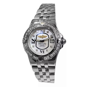 Preowned Breitling Galactic Quartz Chronometer Diamond White Dial Watch A71340