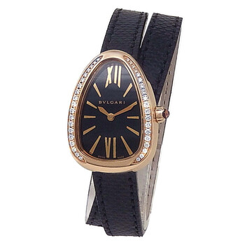 Preowned Bvlgari Serpenti Quartz Diamond Black Dial Watch