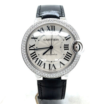 Preowned Cartier Ballon Bleu De Cartier Diamond Silver Flinque Dial Watch WE902067