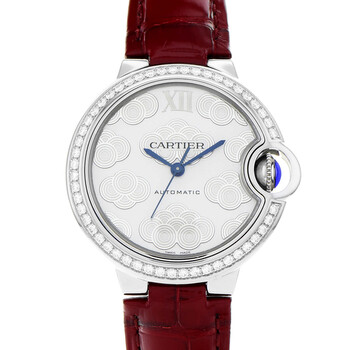 Preowned Cartier Ballon Bleu de Cartier Diamond Silver Flinque Sunray Dial Watch W4BB0016