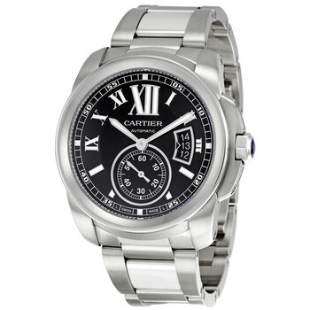 Preowned Cartier Calibre De Cartier Black Dial Watch W7100016