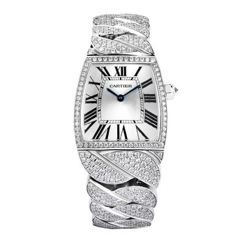 Preowned Cartier La Dona Automatic Diamond Silver Dial Watch WE6601MX