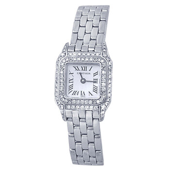 Preowned Cartier Mini Panthere Quartz Diamond Silver Dial Watch WF3210F3