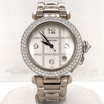 Preowned Cartier Pasha Automatic Diamond Silver Dial Watch