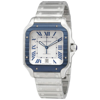 Preowned Cartier Santos De Cartier Silvertone Dial Watch WSSA0047