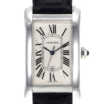 Preowned Cartier Tank Americaine Automatic Silver Dial Watch W2603256